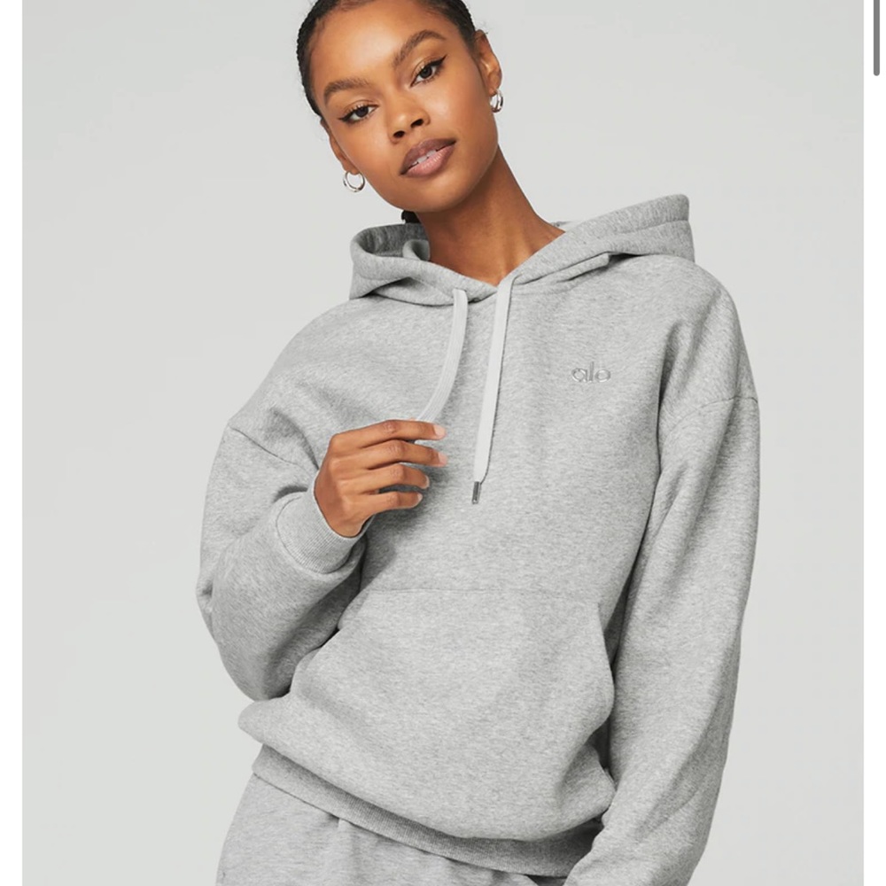 ALO YOGA ACCOLADE HOODIE HEATHER GREY SIZE MEDIUM